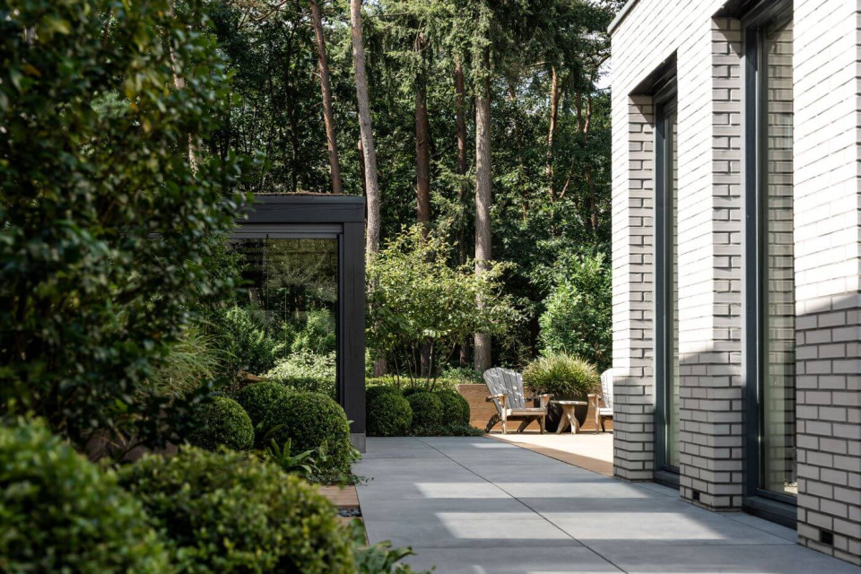 tuinarchitectuur zichtlijnen tuinontwerp moderne achtertuin zeist